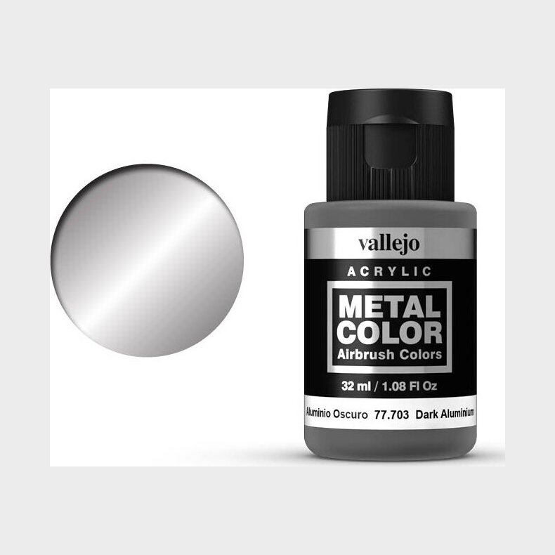 Vallejo - Metal Color Airbrush Maling - Dark Aluminium 32 Ml