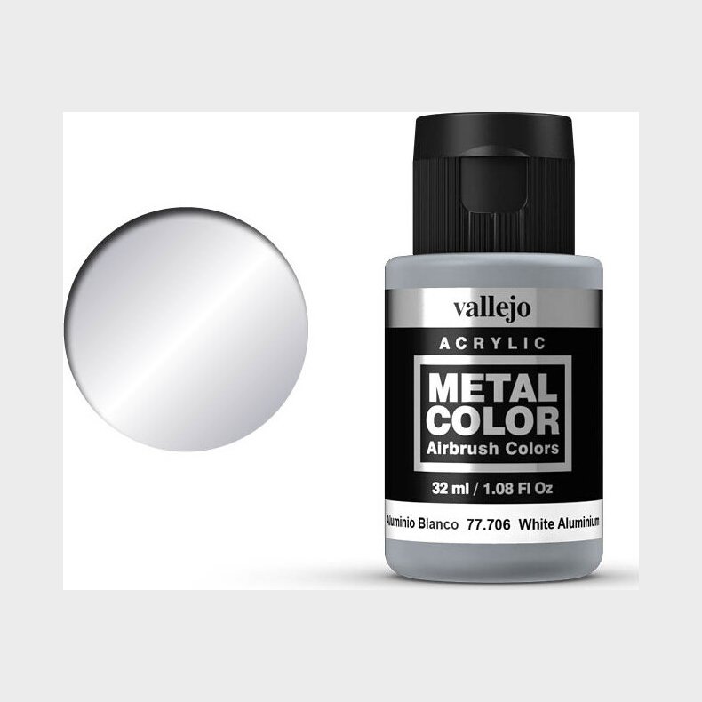 Vallejo - Metal Color Airbrush Maling - White Aluminium 32 Ml