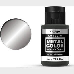 Vallejo - Metal Color Airbrush Maling - Steel 32 Ml