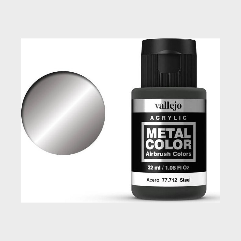 Vallejo - Metal Color Airbrush Maling - Steel 32 Ml