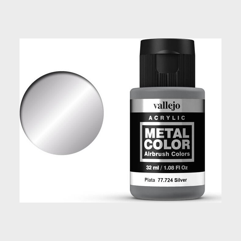 Vallejo - Metal Color Airbrush Maling - Silver 32 Ml