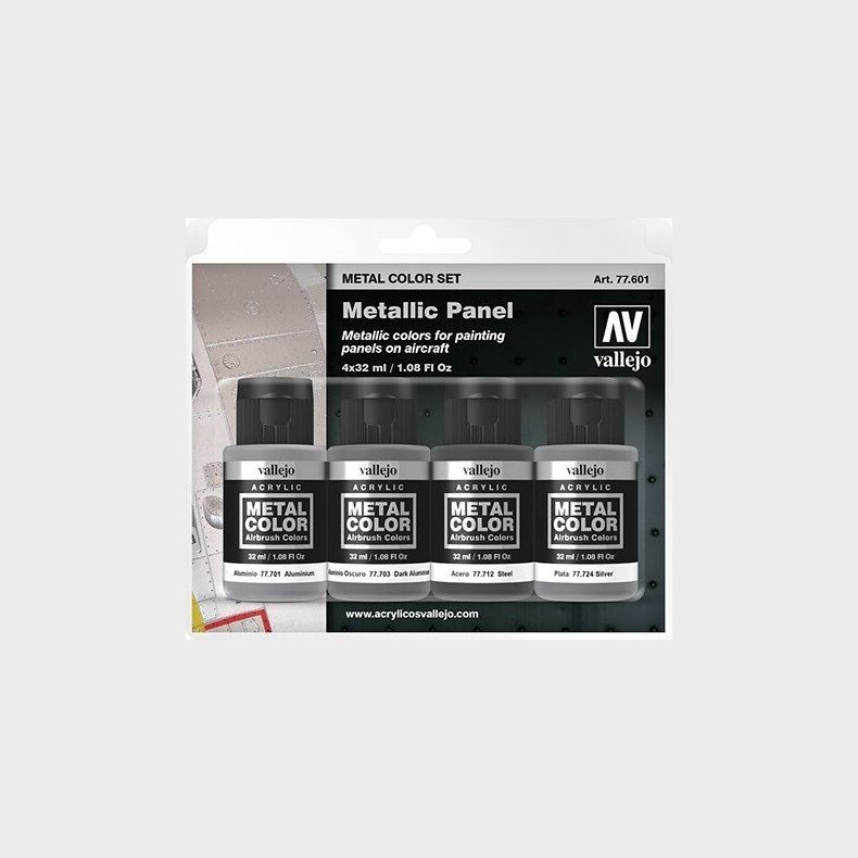 Vallejo - Metal Color Airbrush Maling St - Metallic Panel - 4x32 Ml
