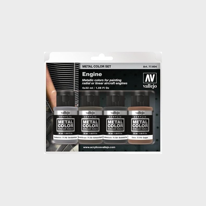 Vallejo - Metal Color Maling St - Engine - 4x32 Ml