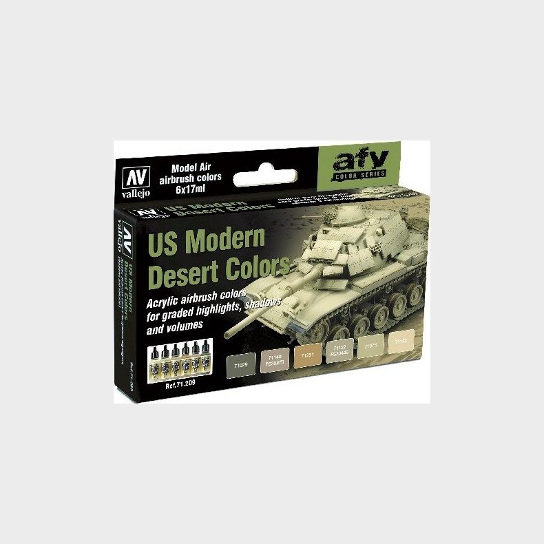Vallejo - Us Modern Desert Colors 6x17ml - Model Air - 71209