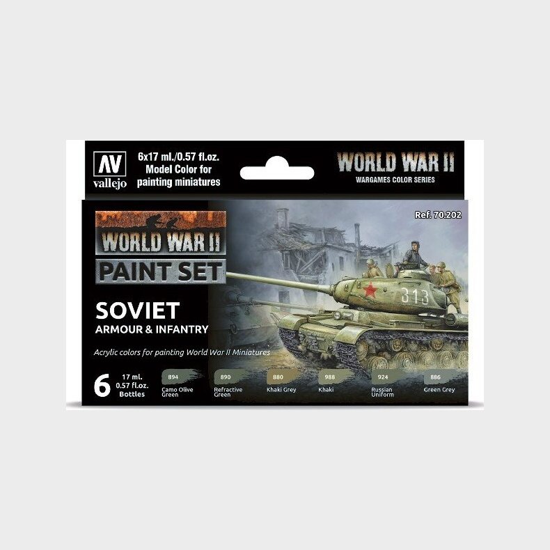 Vallejo - Wwii Paint Set Soviet Armour &amp; Infantry 6x17 Ml - 70202