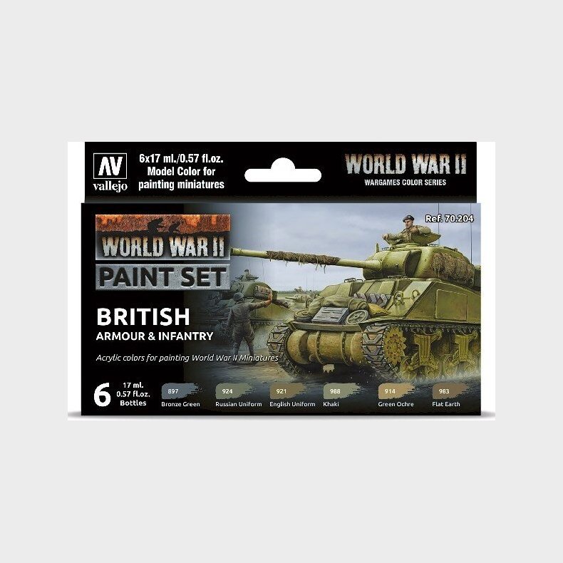 Vallejo - Wwii Paint Set - British Armour & Infantry 6x17 Ml - 70204