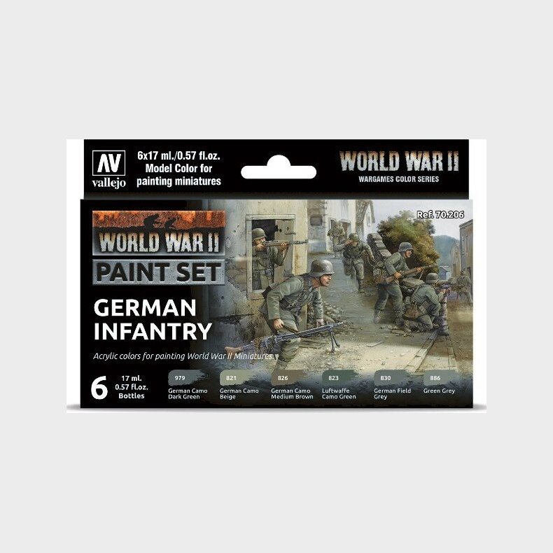Vallejo - Wwii Paint Set - German Infantry - 6x17 Ml - 70206
