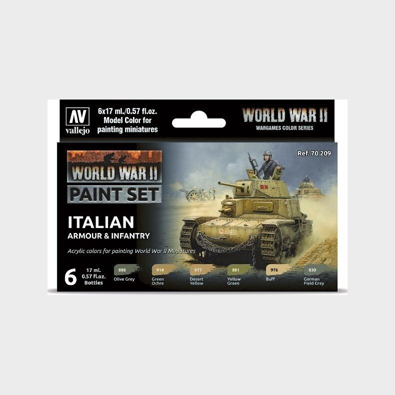 Vallejo - Wwii Paint Set - Italian Armour &amp; Infantry 6x17ml - 70209