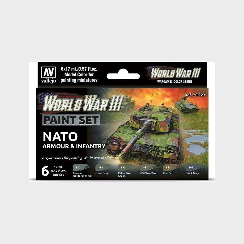 Vallejo - Wwiii Paint Set - Nato Armour &amp; Infantry - 6x17 Ml - 70223
