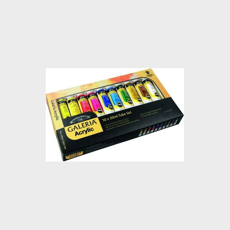Winsor &amp; Newton Akrylmaling - Galeria - St Med 10 Farver - 10 X 20 Ml