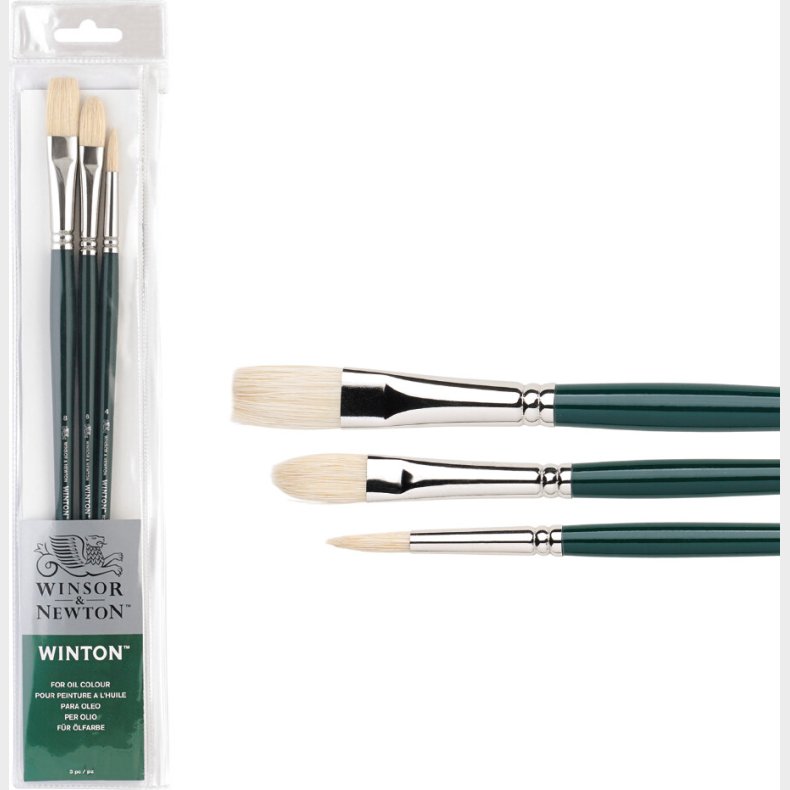 Winsor &amp; Newton - Winton Brush Long Handle 3 Stk - Malerpensler