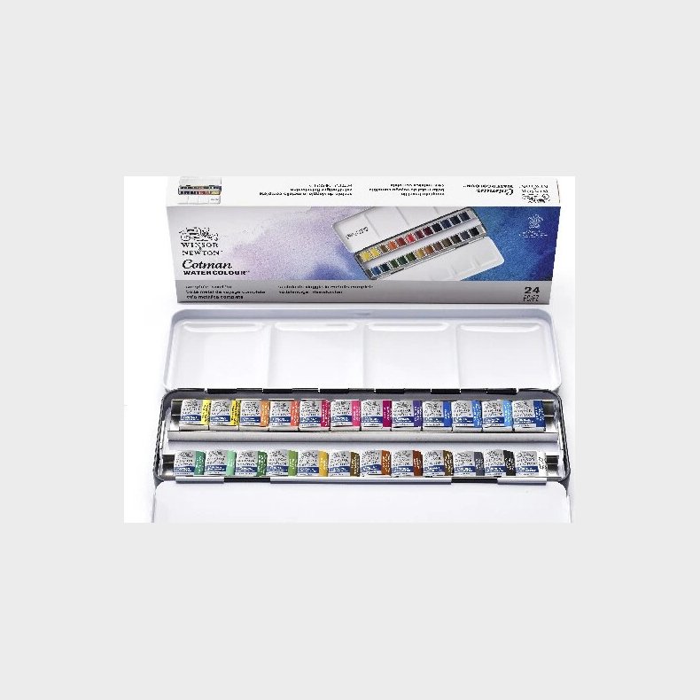 Winsor &amp; Newton - Akvarelfarve St Med 24 Farver - Complete Travel Tin