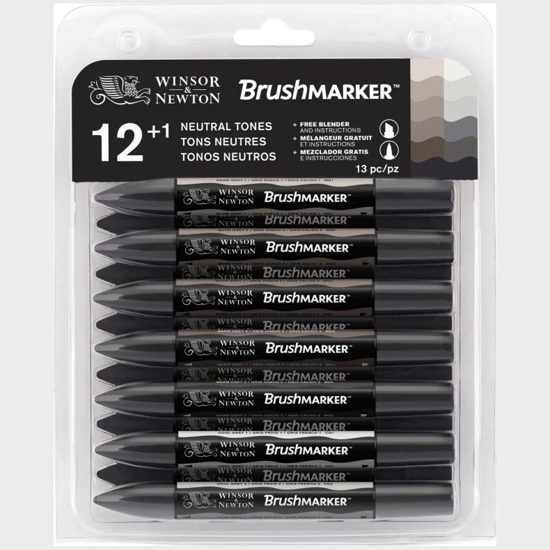 Winsor &amp; Newton - Brushmarker Tusser - Neutrale Toner - 12 Stk