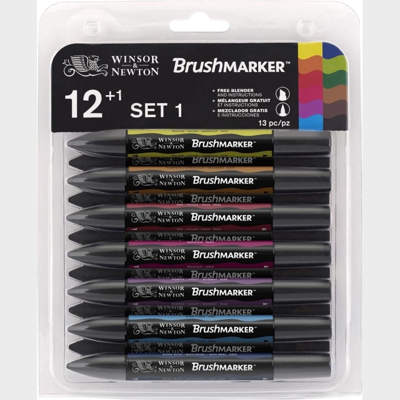 Winsor &amp; Newton - Brushmarker Tusser - Levende Toner - 12 Stk