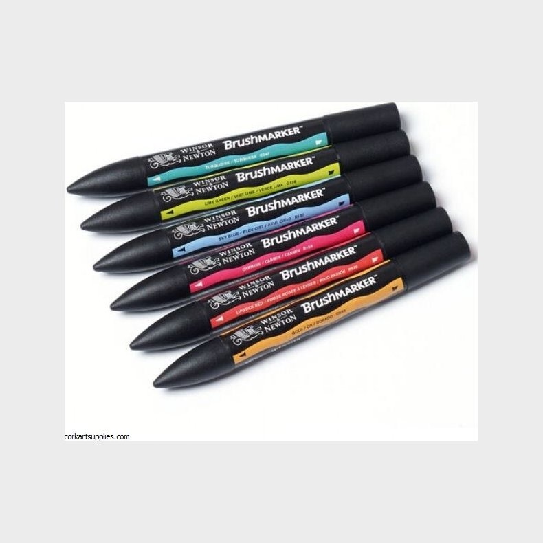 Winsor &amp; Newton - Brushmarker Tusser - Mellem Toner - 6 Farver