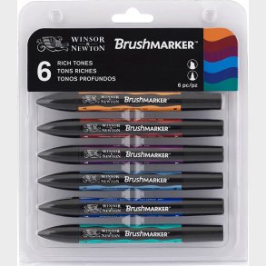 Winsor & Newton - Brushmarker Tusser - Rich Tones - 6 Farver