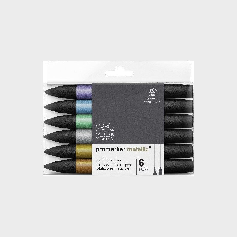 Winsor &amp; Newton - Promarker Metallic Tusser - 6 Farver