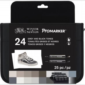 Winsor & Newton - Promarker Tusser - Gr� Og Sorte Toner - 24 Farver