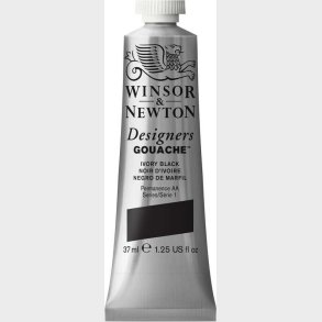 Winsor & Newton - Akvarelfarve - Designers Gouache - Ivory Black 37 Ml