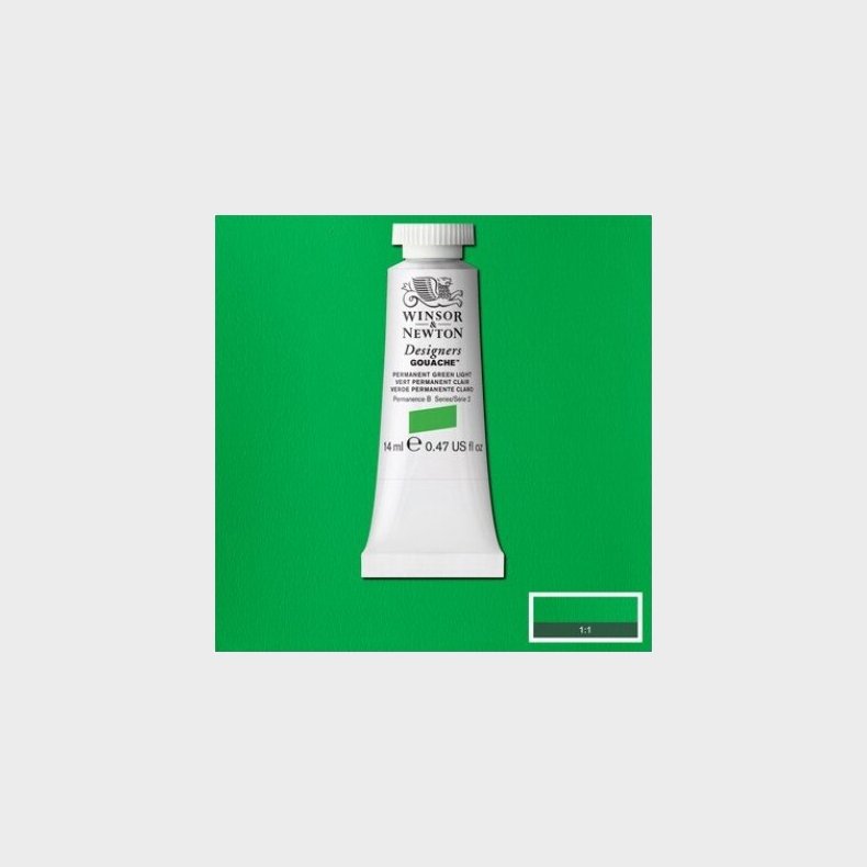Winsor &amp; Newton - Akvarelfarve - Gouache - Permanent Green Light 14 Ml