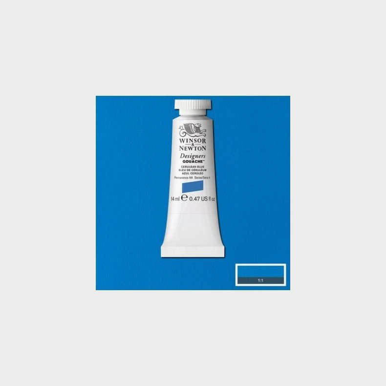Winsor &amp; Newton - Akvarelfarve - Gouache - Cerulean Blue 14 Ml