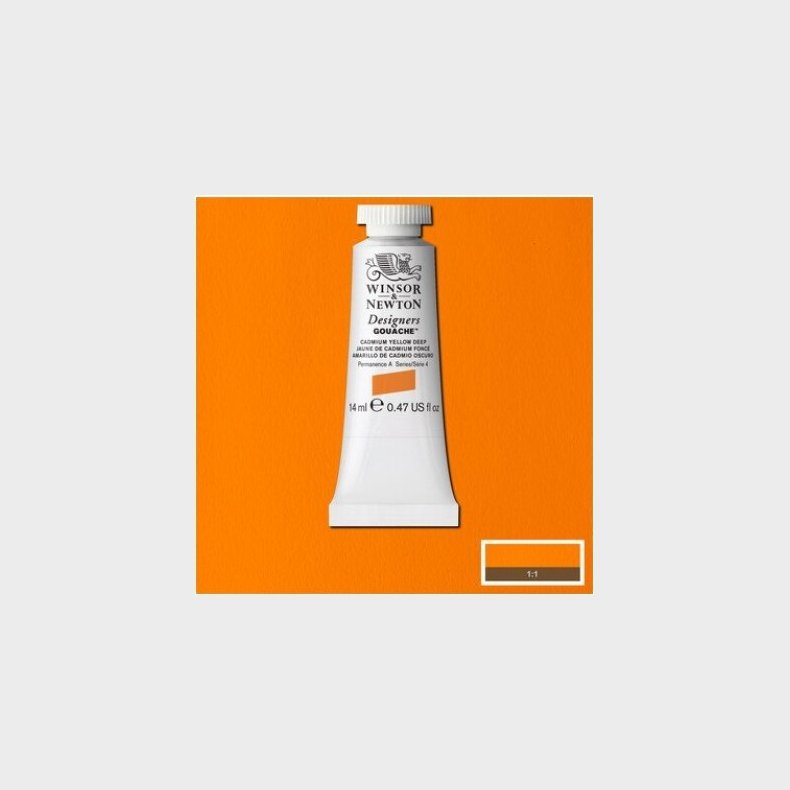 Winsor &amp; Newton - Akvarelfarve - Gouache - Cadmium Yellow Deep 14 Ml