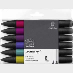 Winsor & Newton - Promarker Tusser - Rige Toner - 6 Farver