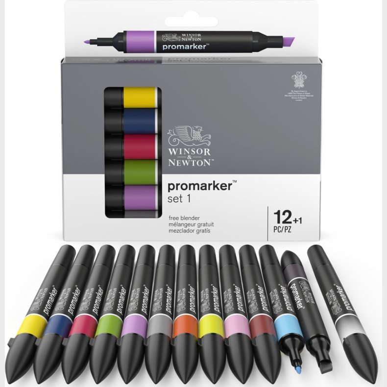 Winsor &amp; Newton - Promarker Tusser - S�t 1 - 12 Farver