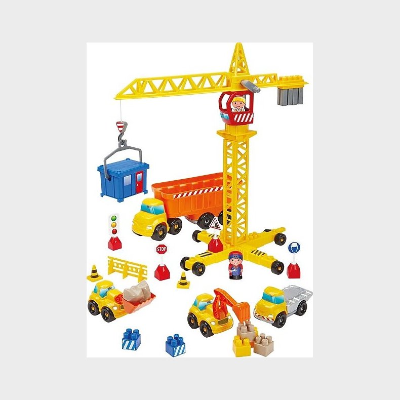 Kran Legetj Med Figurer Og Kretjer - Ecoiffier Abrick