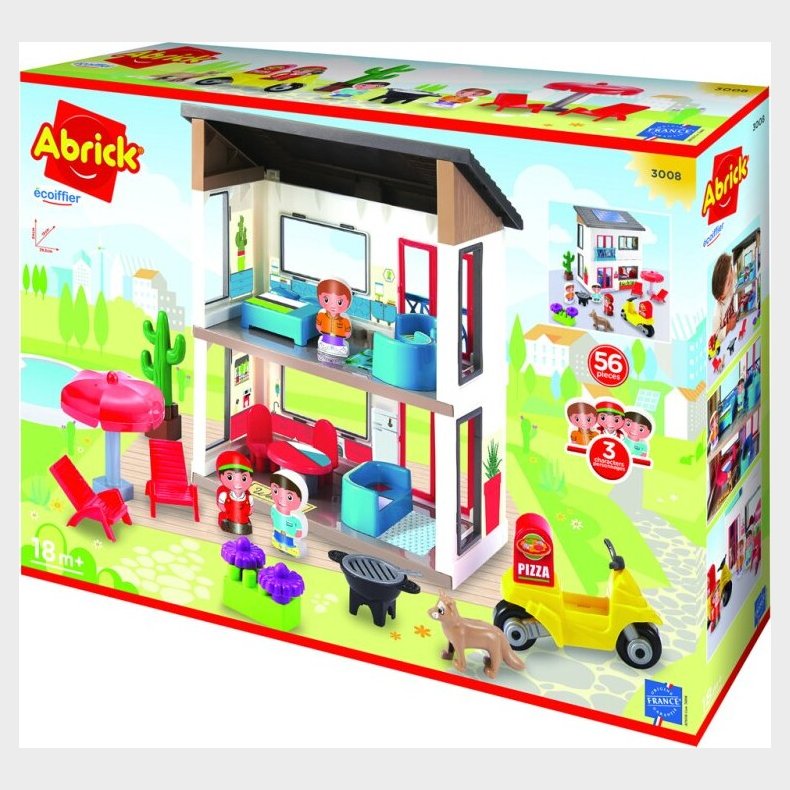 Legetjshus Med Mbler Og Figurer - 56 Dele - Ecoiffier Abrick