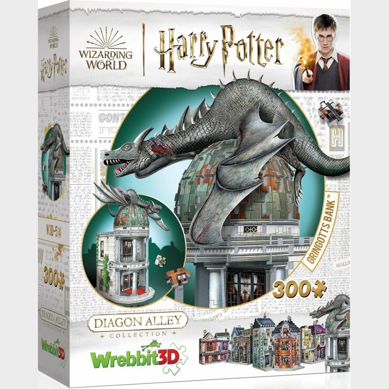 Harry Potter 3d Puslespil - Gringotts Bank - 300 Brikker - Wrebbit 3d Puslespil