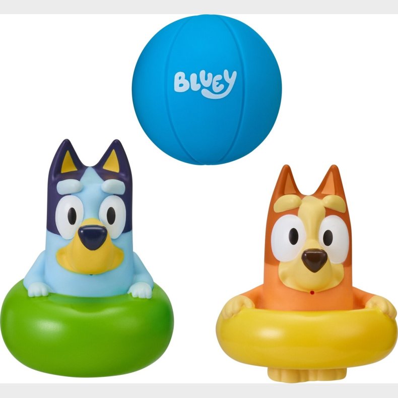 Bluey Figurer - Bluey Og Bingo Med Baderinge Og Badebold - Badelegetj