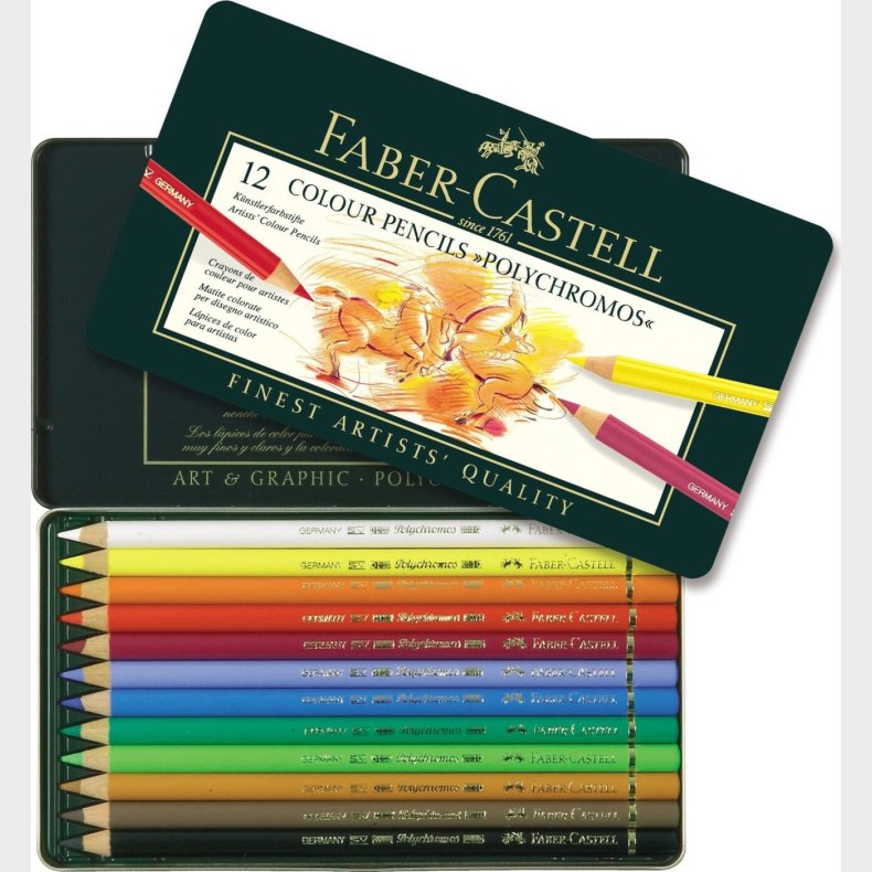 Faber-castell -  Polychromos Farveblyanter - 12 Farver