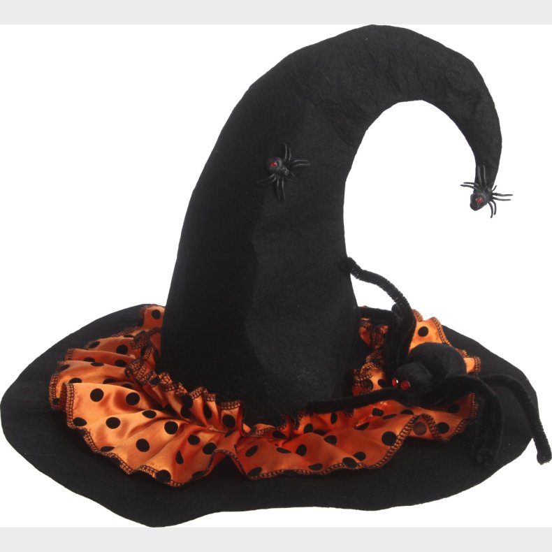 Heksehat Med Edderkopper - Sort Orange - Det Gamle Apotek - 44 Mm