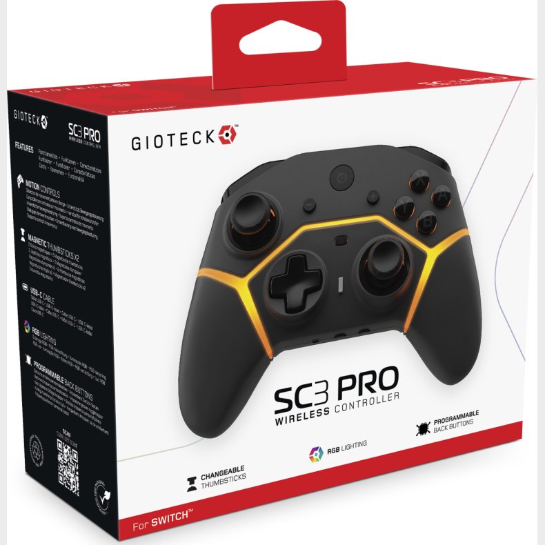 Gioteck - Trdls Controller Til Nintendo Switch - Sc3 Pro - Sort