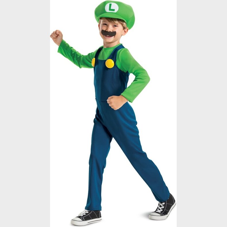 Luigi Kostume Til Brn - Super Mario - 104 Cm