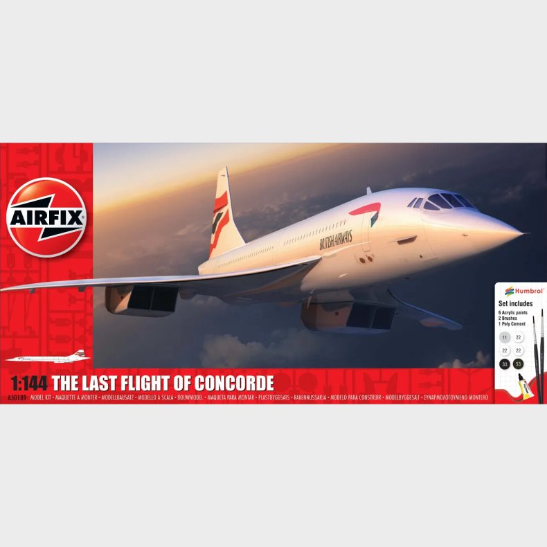 Airfix - Concorde Fly Byggest Inkl. Maling - 1:144 - A50189