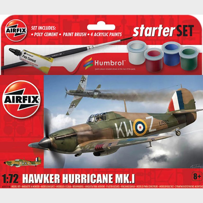 Airfix - Hawker Hurricane Mk I Fly Byggest Inkl. Maling - 1:72 - A55111a