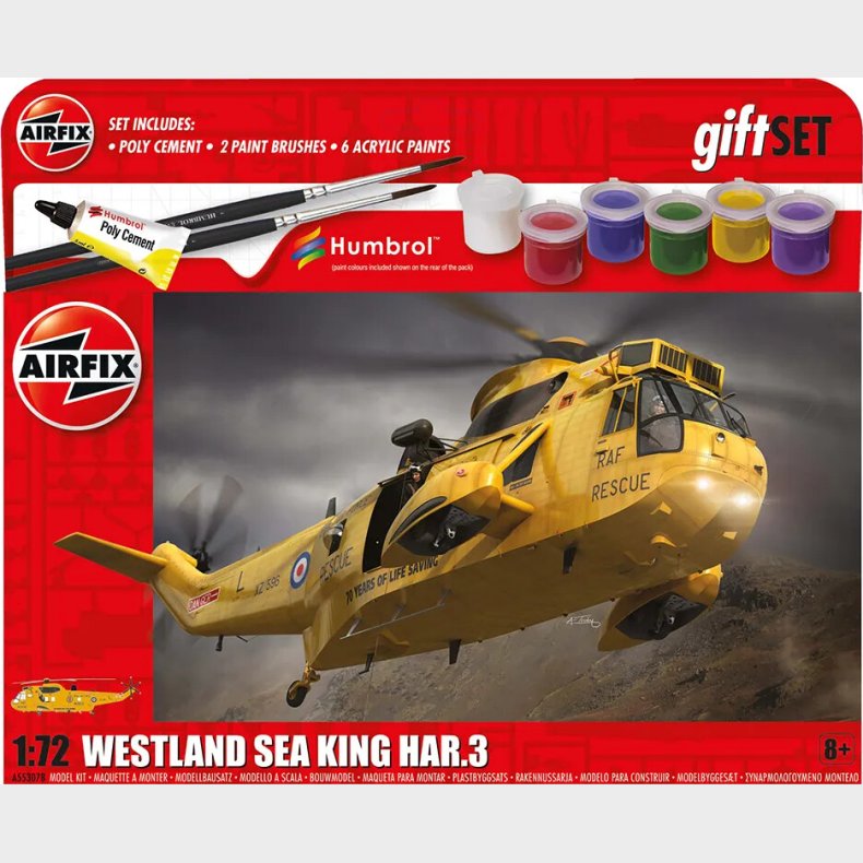 Airfix - Westland Sea King Helikopter Byggest Inkl. Maling - 1:72 - A55307b