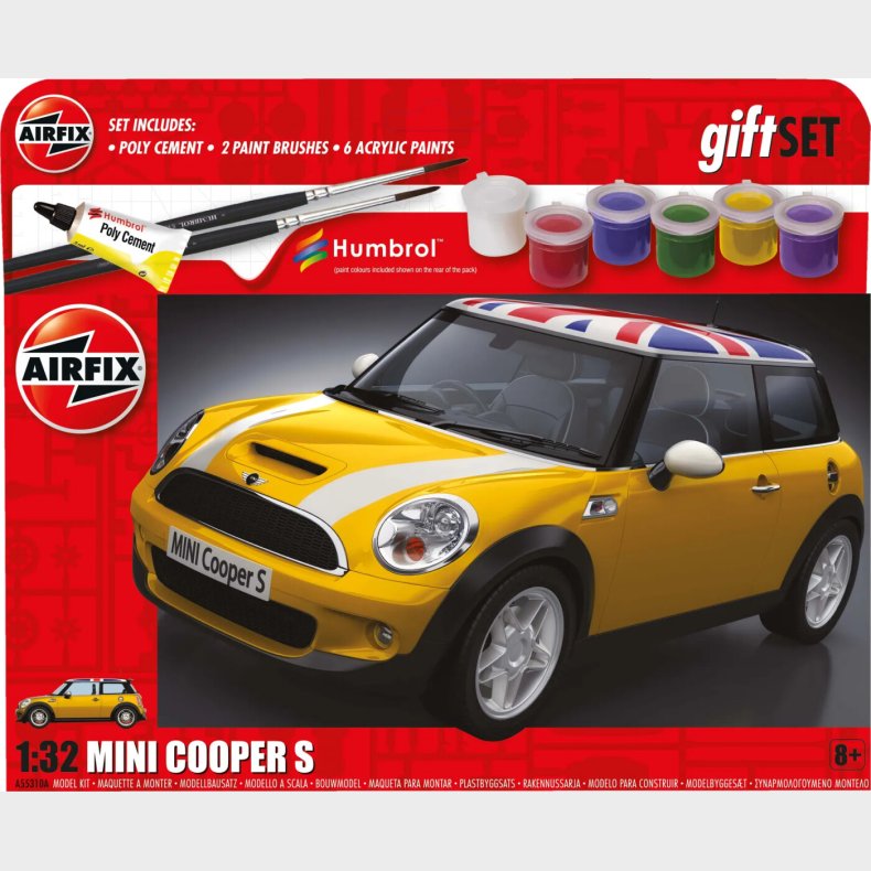 Airfix - Mini Cooper Bil Byggest Inkl. Maling - 1:32 - A55310a