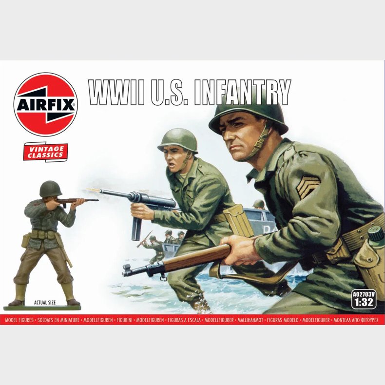 Airfix - Wwii U.s. Infantry Model Figurer - Vintage Classics - 1:32 - A02703v