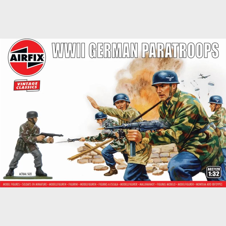 Airfix - Wwii German Paratroops Model Figurer - Vintage Classics - 1:32 - A02712v