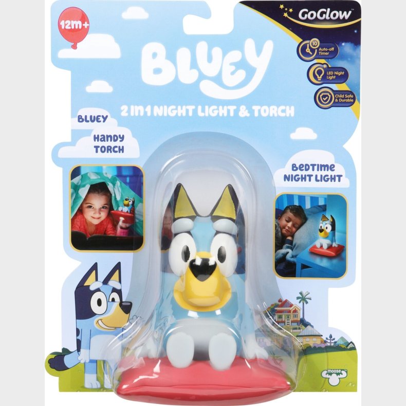 Goglow - Bluey 2-i-1 Natlampe Og Lommelygte - 11 Cm