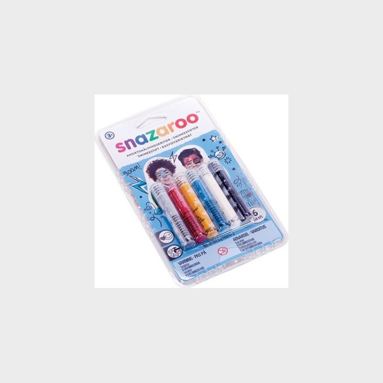Snazaroo - Ansigtsmaling Stifter - Bl - 6 Farver