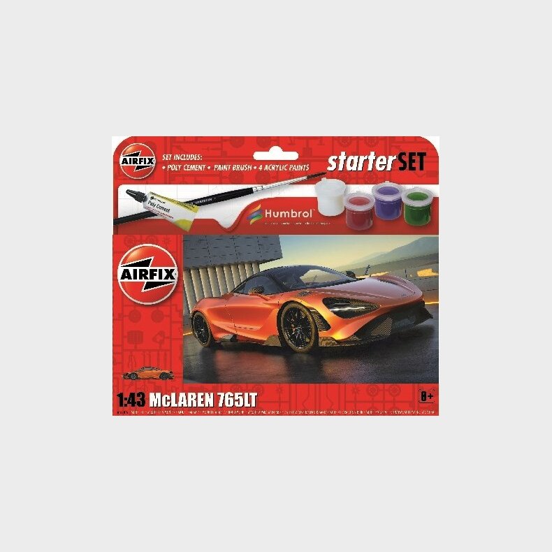 Airfix - Starter Set - Mclaren 765lt Bil Byggest - 1:43 - A55006