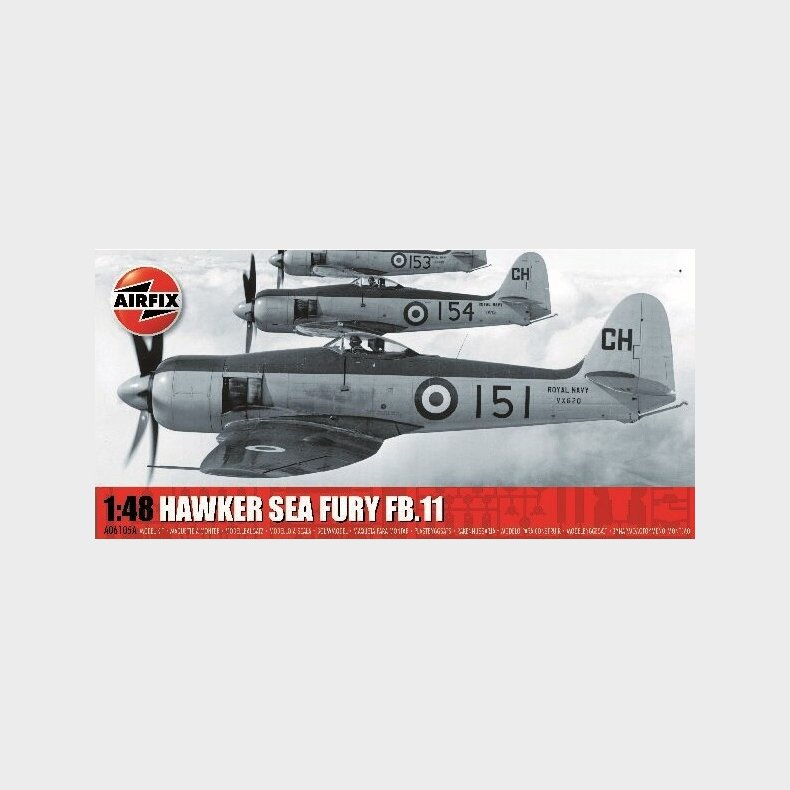 Airfix - Hawker Sea Fury Fb.ii Modelfly Byggest - 1:48 - A06105a