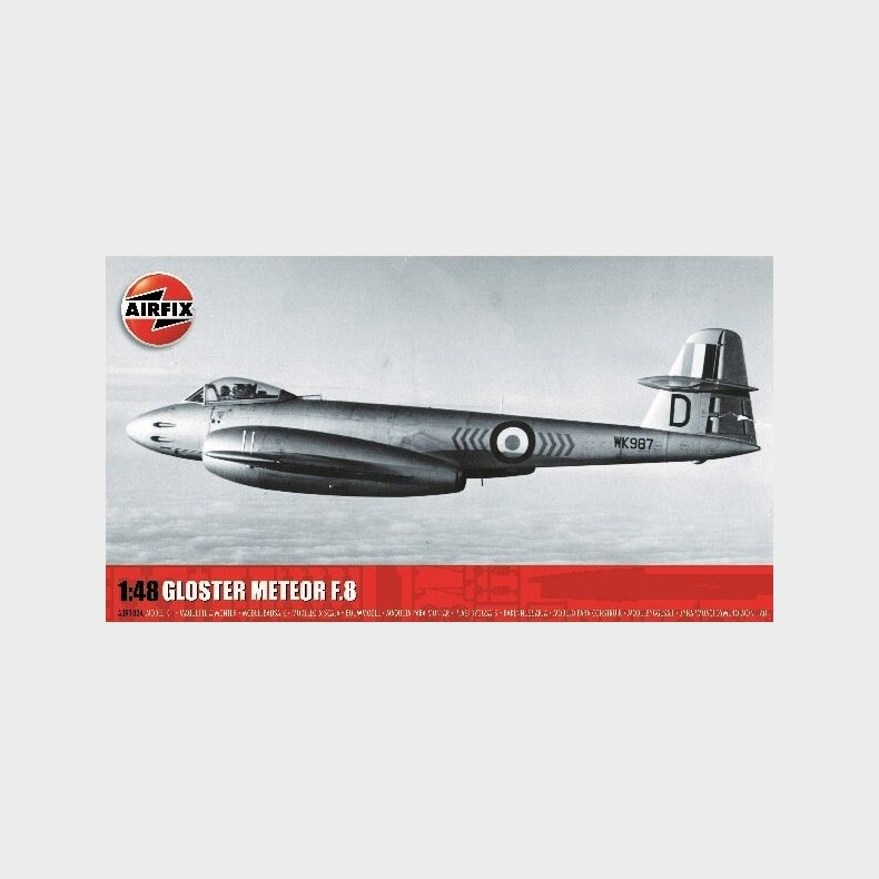 Airfix - Gloster Meteor F.8 Modelfly Byggest - 1:48 - A09182a