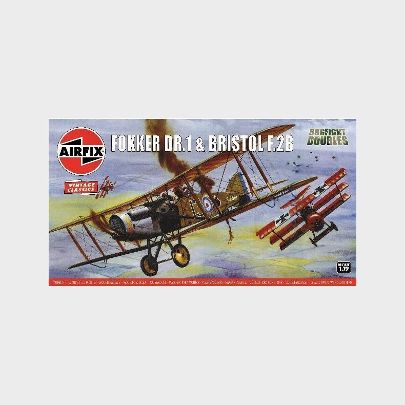 Airfix - Fokker Dr1 Og Bristol F2b - Dogfight Doubles - Vintage Classics - 1:72 - A02141v