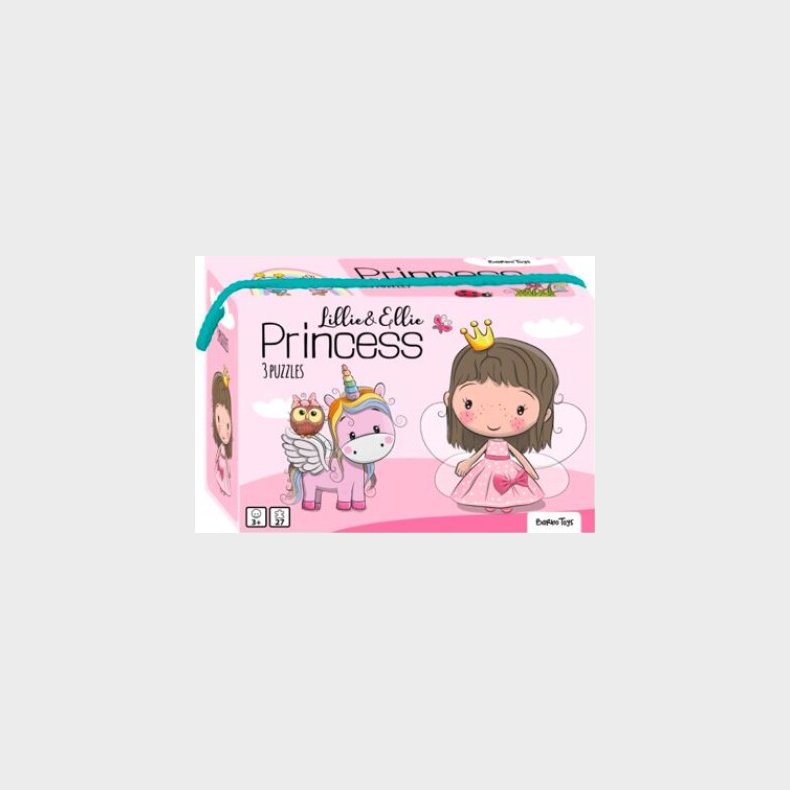 Prinsesse Puslespil - Little Bright Ones - 3 Stk - 6, 9 + 12 Brikker