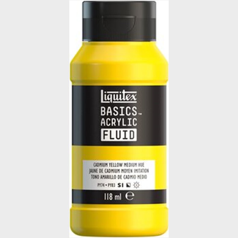 Liquitex - Basics Fluid Akrylmaling - Cadmium Yellow Medium Hue 118 Ml